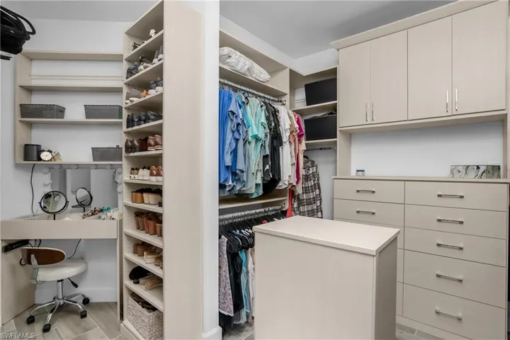 All of the closets in this home have CUSTOM built-in shelving & cabinets, perfect for keeping everything organized.