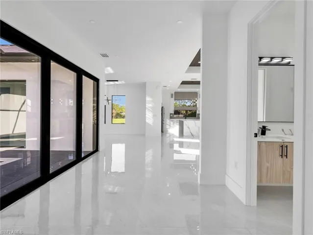 Hall with recessed lighting