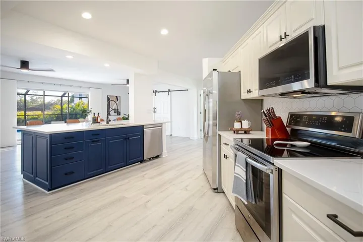 Kitchen view with island from the entrance side