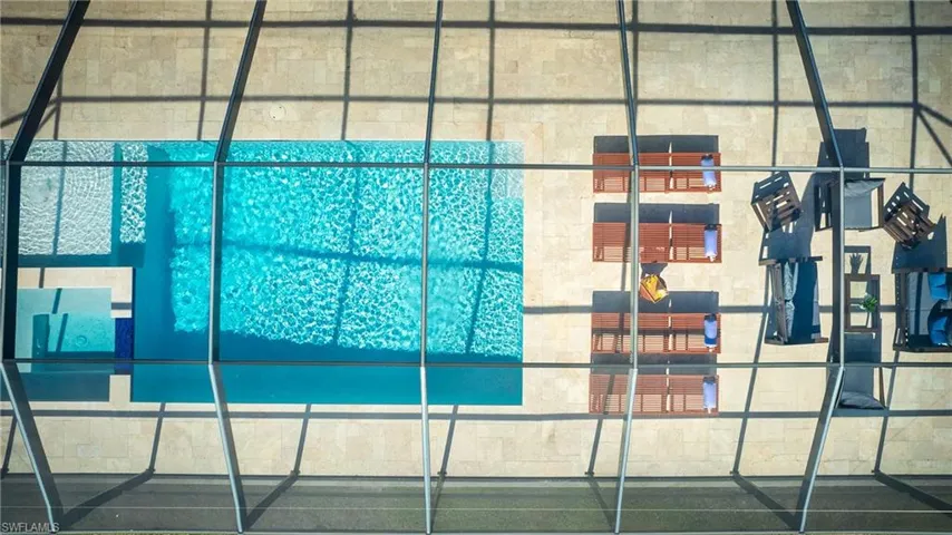 Screened pool and patio aerial view