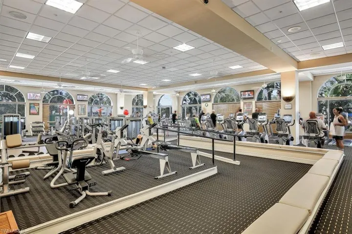 Exercise room featuring a paneled ceiling