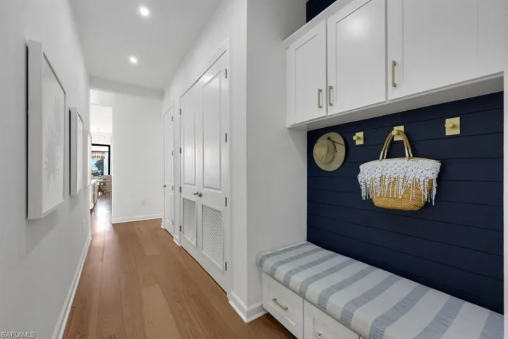Mudroom featuring light hardwood / wood-style floors