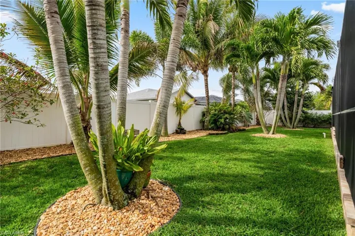 View of fenced backyard
