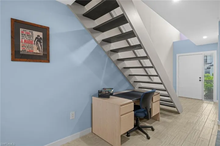 Office featuring recessed lighting and light wood-style flooring