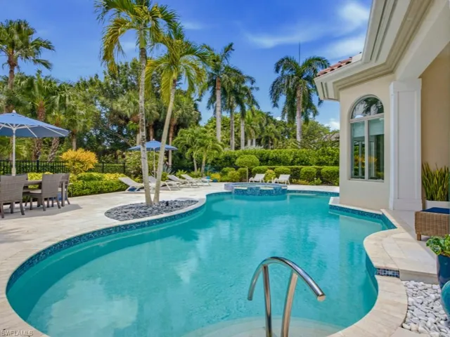 Recently resurfaced pool and deck