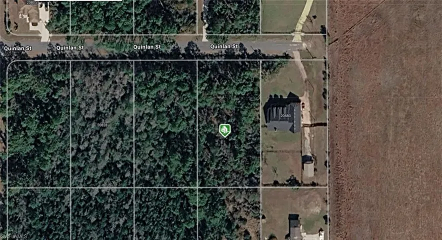 Aerial Map. Displaying the property's boundaries and surrounding land features