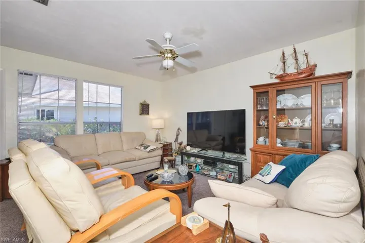Living area with a ceiling fan