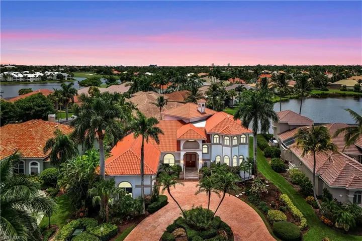Aerial view at dusk with a water view