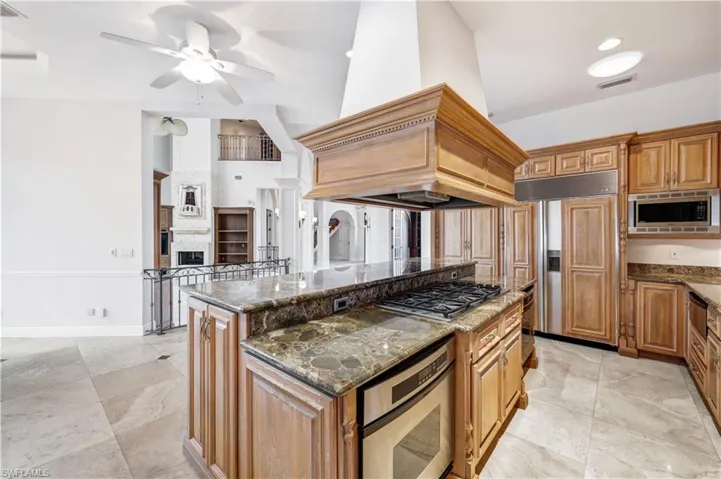 2 ovens, microwave, 6 burner gas stove.
