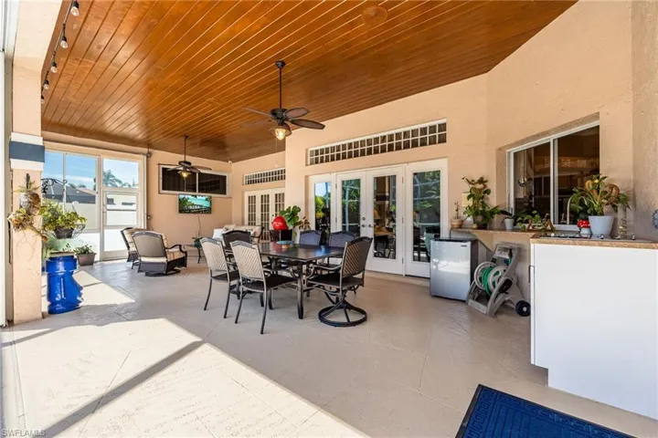 Stained tongue and groove Lanai Ceiling