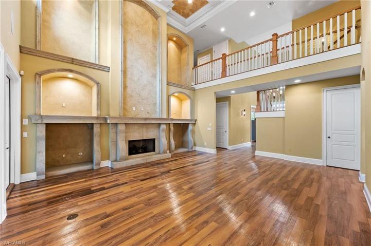 Living room and view of fireplace