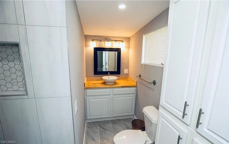 Vanity and linen closet