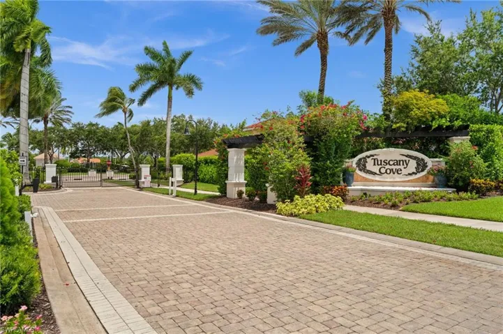 Arrive through the Tuscany Cove gates, a calm, well kept entrance that sets the tone before you reach the door.