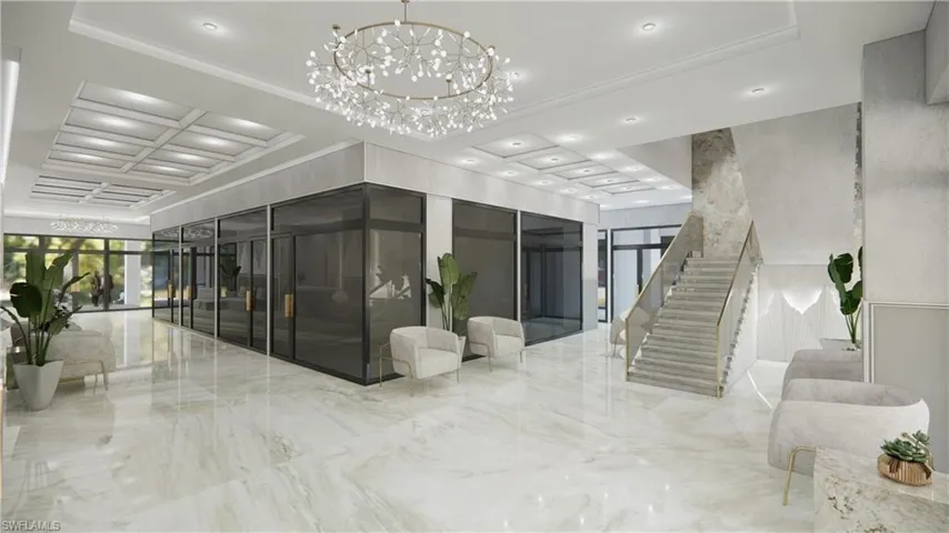 Common area featuring ornamental molding and recessed lighting
