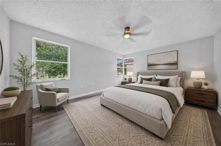 Wood-finish flooring with a light gray wall color