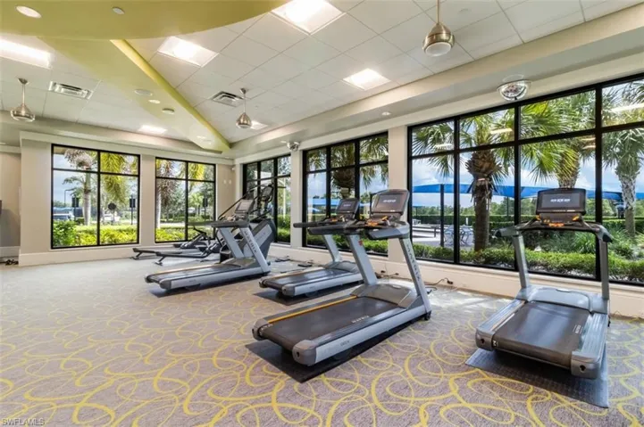 Exercise room featuring a paneled ceiling
