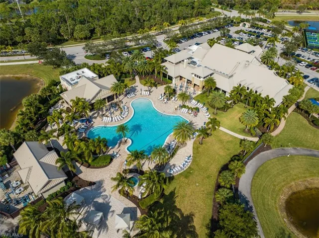 Drone / aerial view of a nearby body of water
