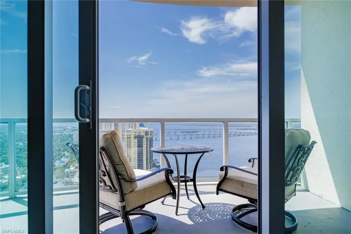 Balcony with a water view
