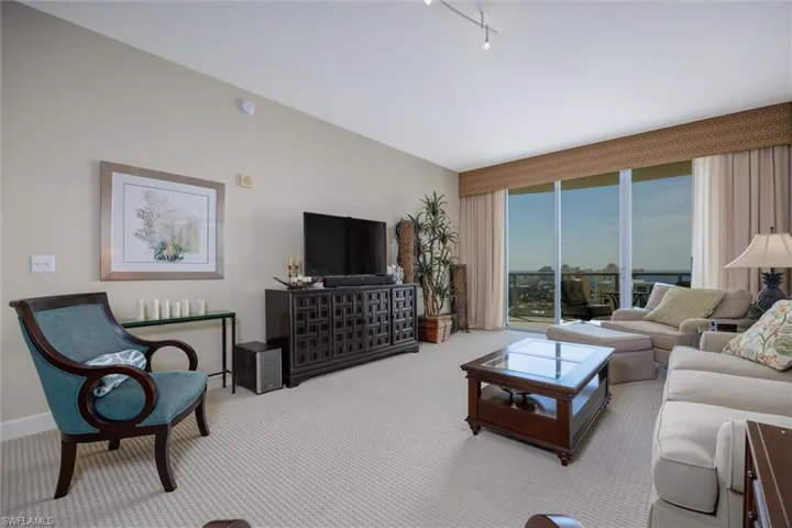 Living area with carpet