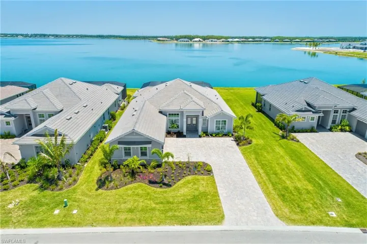 Drone / aerial view of a large body of water