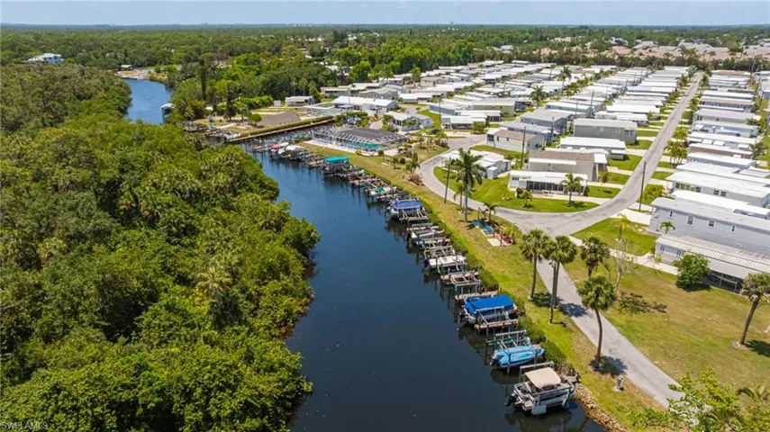 Bird's eye view of a nearby body of water