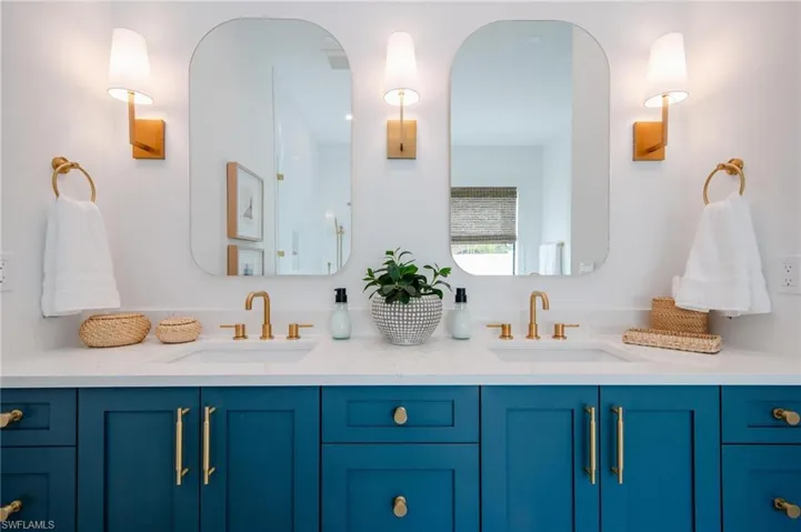 Primary suite bathroom dual sinks