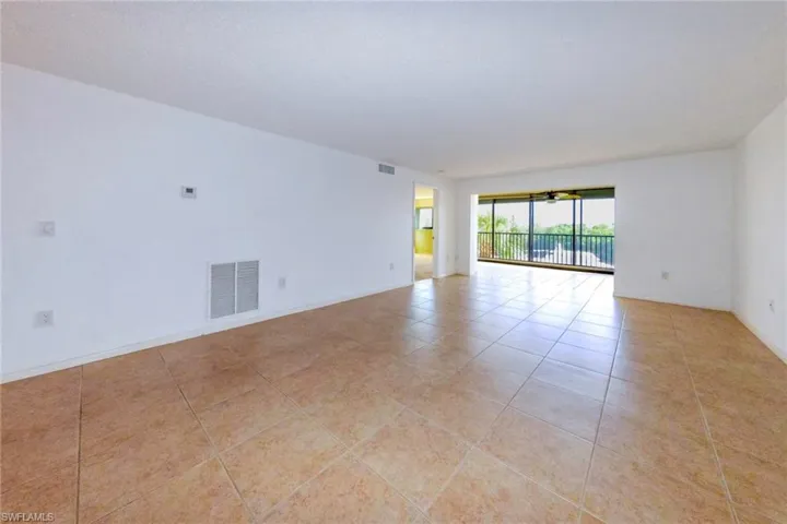 Living room with tile floors