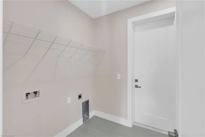Laundry room featuring electric dryer hookup and washer hookup