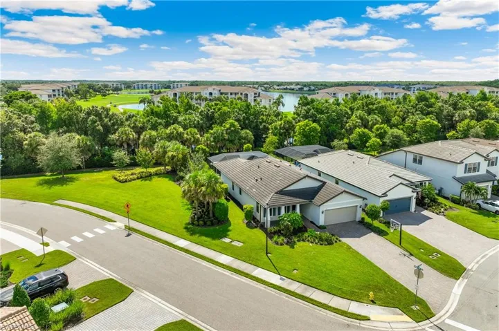 Bird's eye view of a nearby body of water