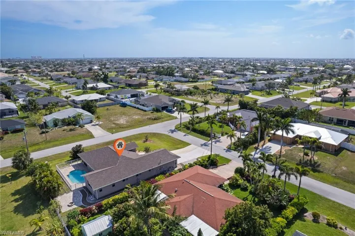 Aerial view of residential area