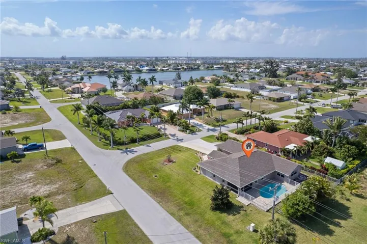 Aerial perspective of suburban area