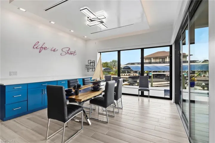 Dining space featuring light wood-type flooring