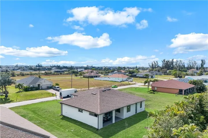 Aerial perspective of suburban area