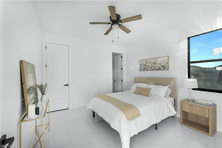 Bedroom with a ceiling fan