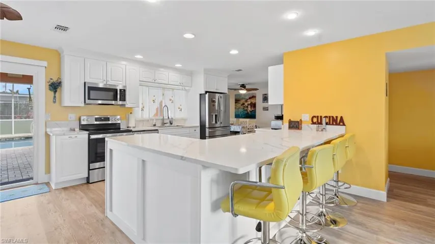 Quartz counter tops in kitchen