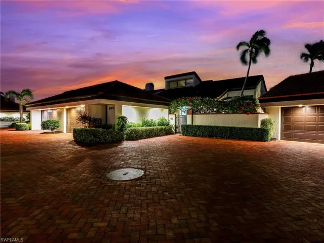 Front View of 541 Bay Villas Lane at Night