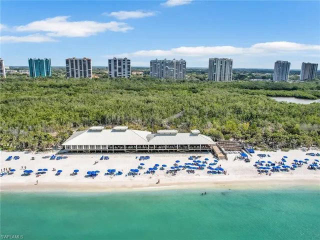 Aerial View of Pelican Bay Private Beach and Beach Club