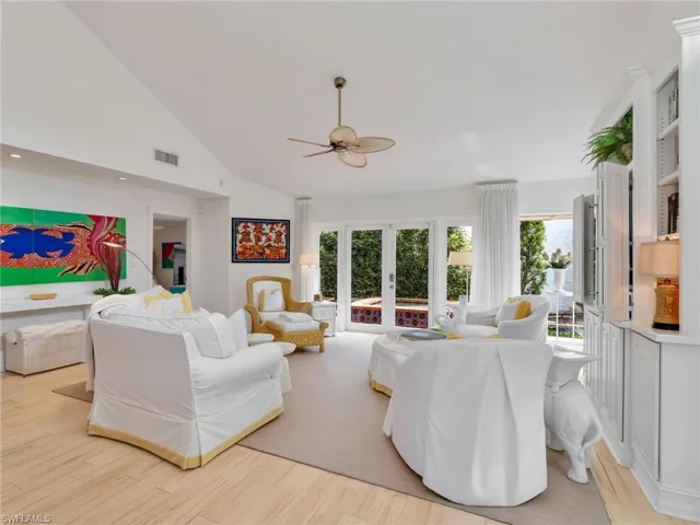 Great Room with French Doors to Courtyard