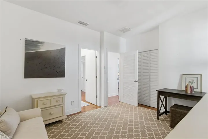 Office space with light wood finished floors