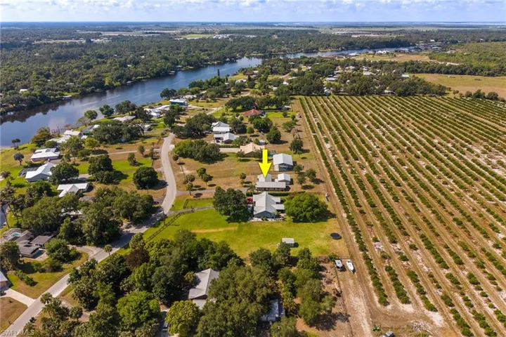 Aerial view with views of the Caloosahatchee River