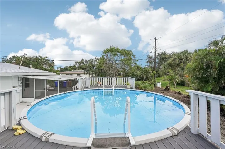 Outdoor pool with a deck