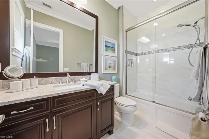 Guest bath conveniently located just outside theguest bedroom