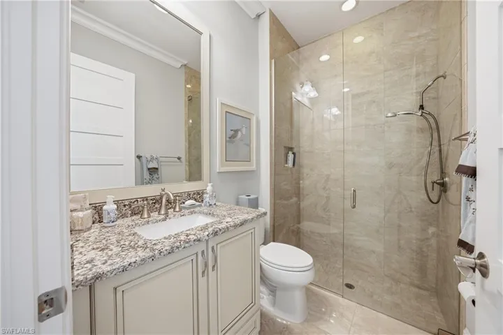 Private guest bedroom located in a quiet, separatewing of the home