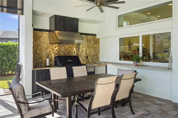 Fully equipped outdoor kitchen with built-in grill andbeverage cooler