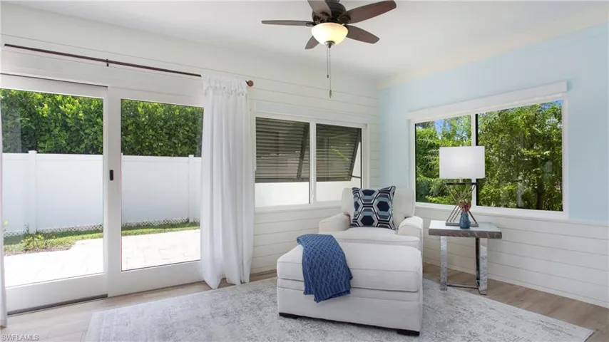 Comfortable Florida Room with new Shiplap