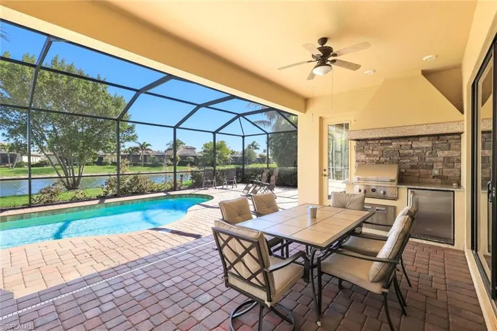 Built-in Outdoor Kitchen in Covered Lanai Area.