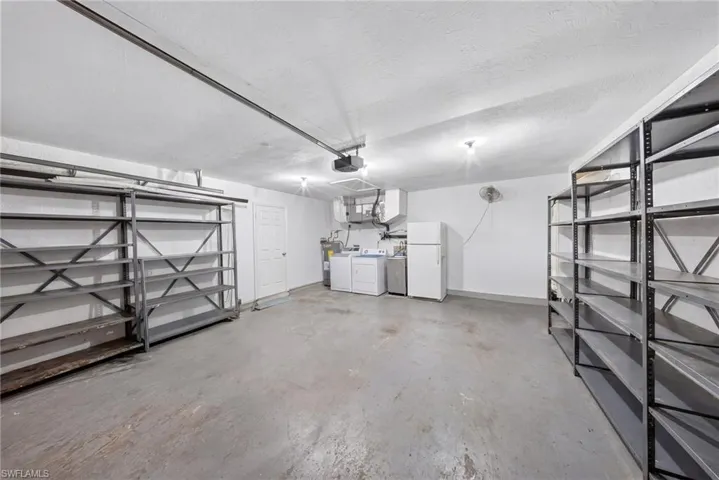 Garage image virtually decluttered for visualization of space