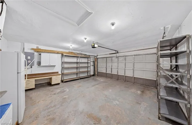 Garage image virtually decluttered for visualization of space