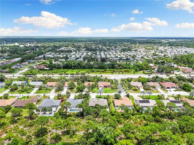 Aerial perspective of suburban area