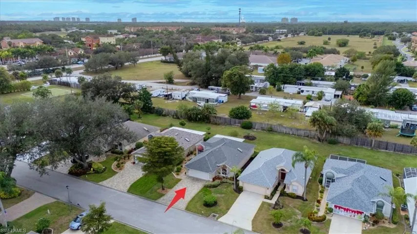 Aerial perspective of suburban area